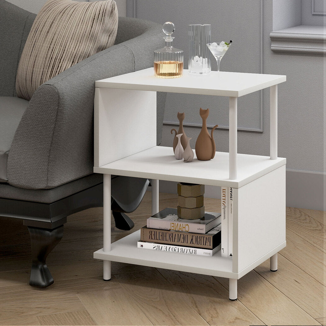 Modern Side Table 3‑Tier Storage Bedside Table End Table Living Room