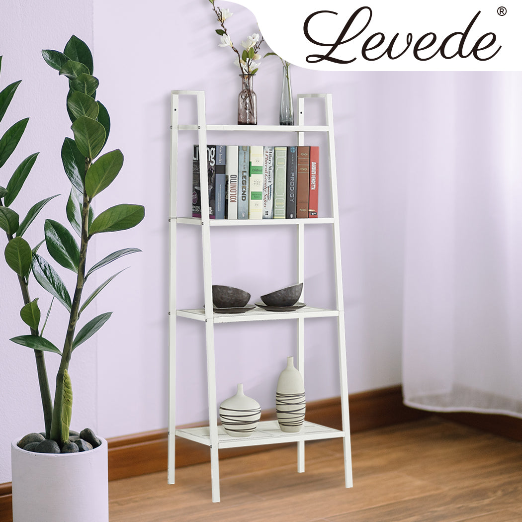 Bookshelf 4 Tier Ladder Shelf Unit Bookcase - Levede