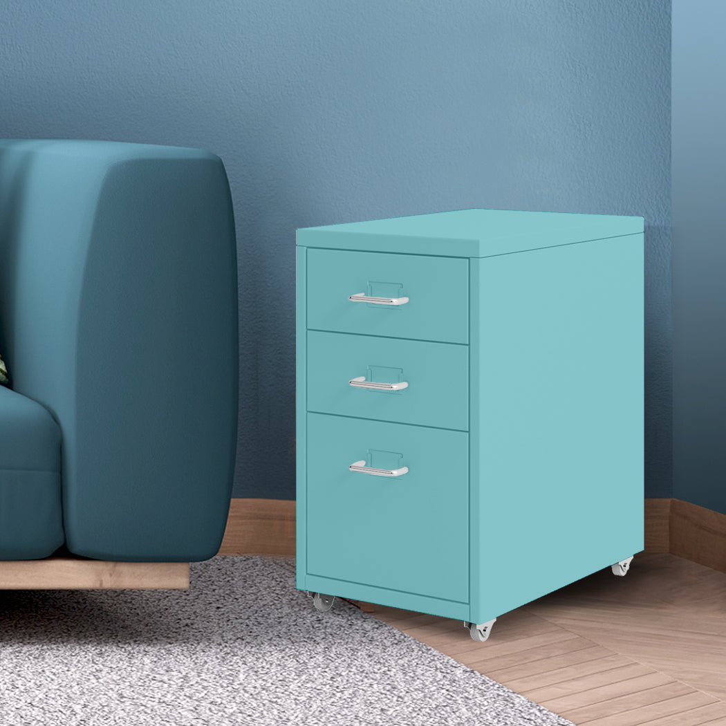 Levede 3 Drawer Office Drawers Cabinet Turquoise-1831592738374684678