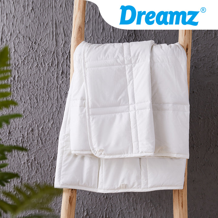 Dreamz Weighted Blanket Summer Cotton White Double and Single - Levede