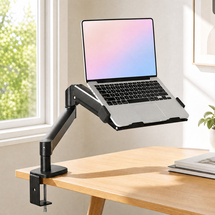 Monitor Arm Tray Mount Laptop Stand Adjustable Rotating for Desk Black