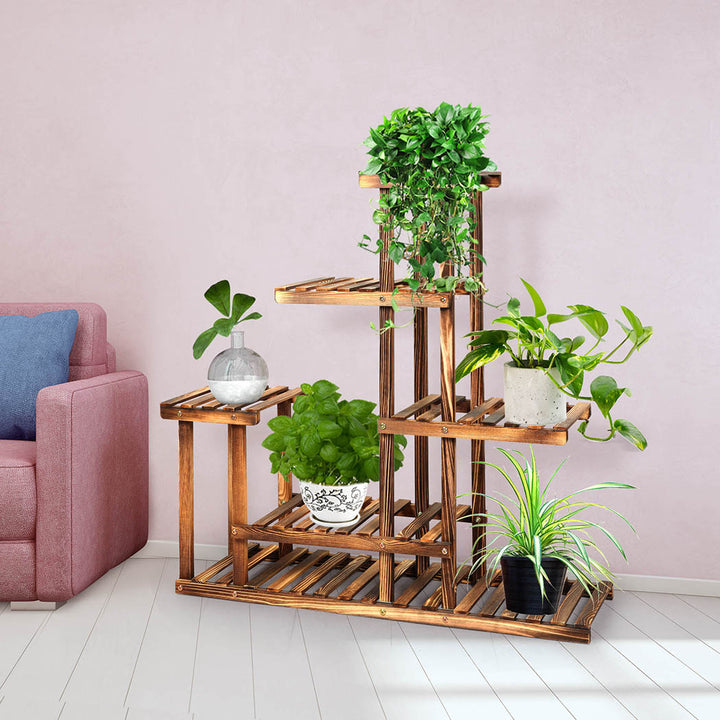 Levede 5-Tier Plant Stand Wooden with Wheels - Levede