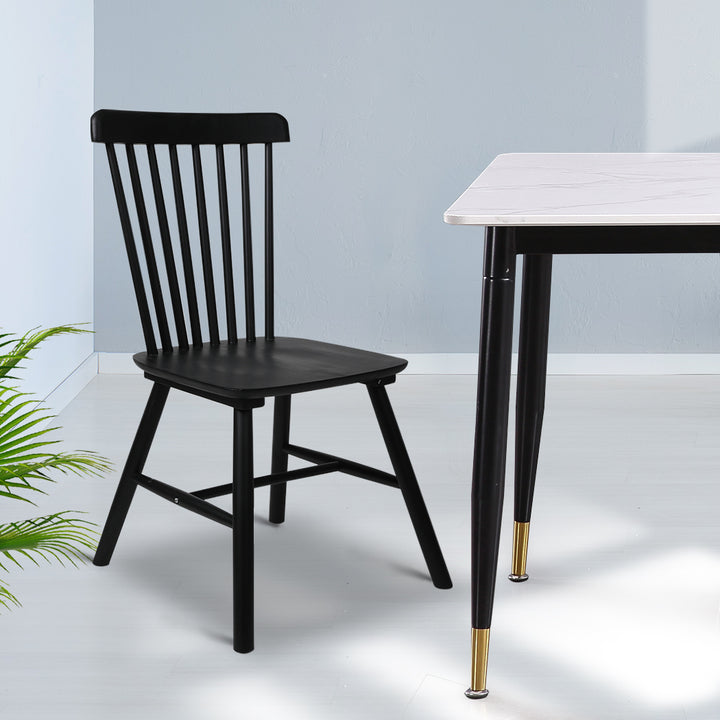 Levede 2x Dining Chairs Kitchen Windsor Oak and Black - Levede