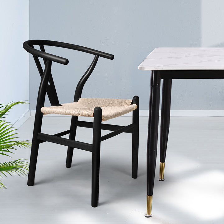 Black Wishbone Chair x 2 - Levede