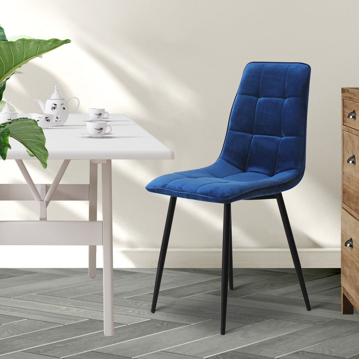 Levede 4x Dining Chairs Kitchen Velvet Blue - Levede