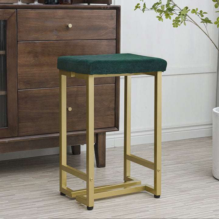 Levede 2x Bar Stools Velvet Backless - Levede