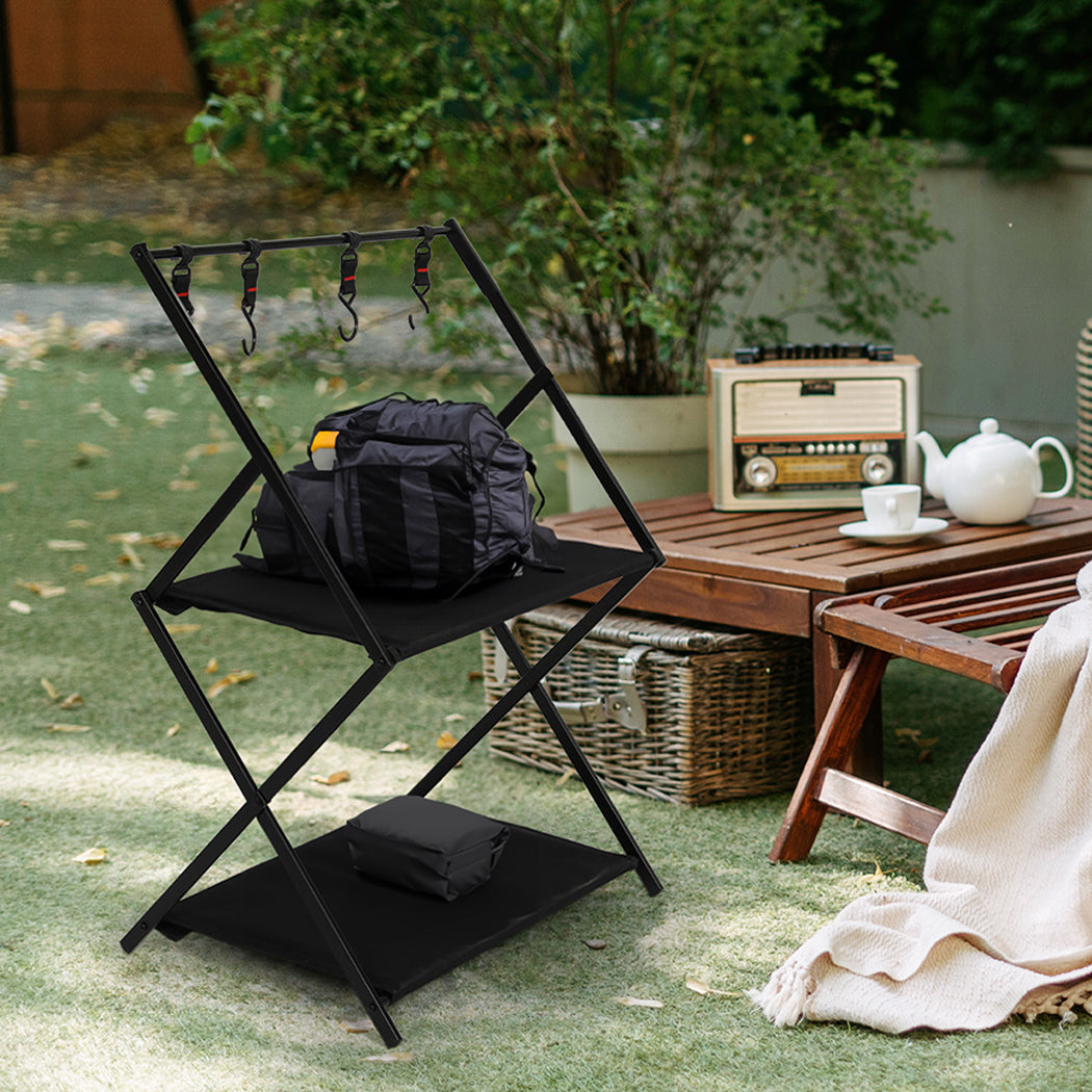 Levede Foldable Camping Storage Shelves with Hooks - Levede