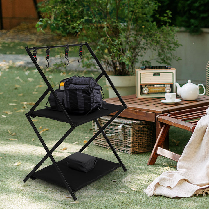 Levede Foldable Camping Storage Shelves with Hooks - Levede