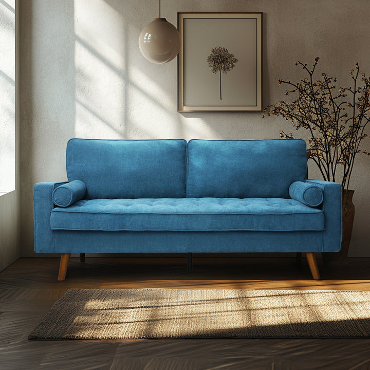 Levede Fabric Sofa Armchair 3 Seater Couch Blue 191cm Wide - Levede