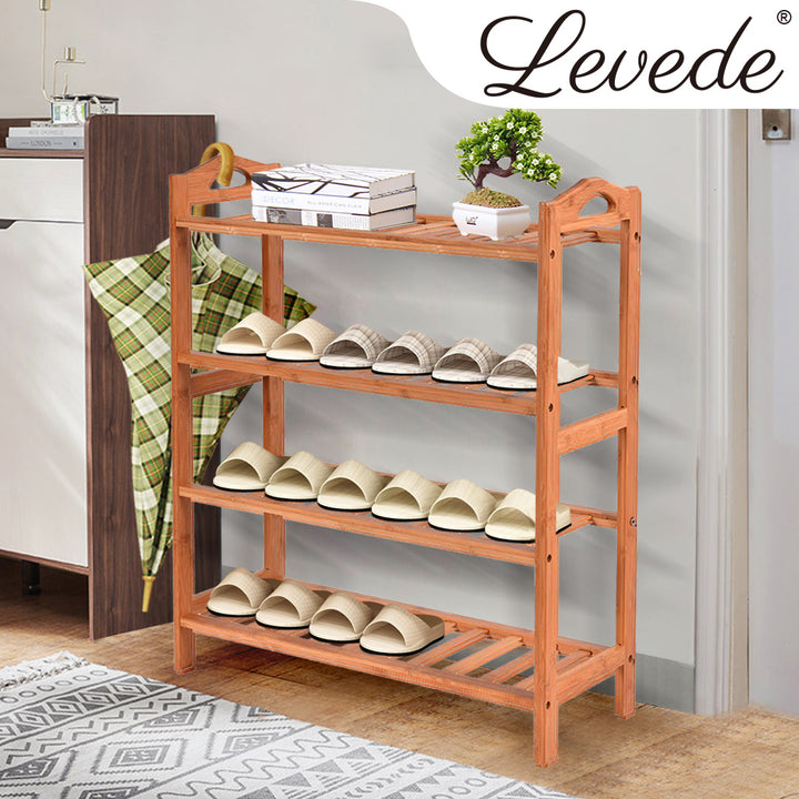 Levede Bamboo Shoe Rack Storage - 4 Tier Wooden Shoe Organiser - Levede