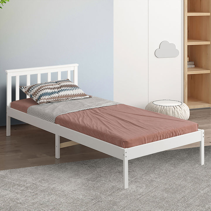 King Single Wooden Bed Frame Full White