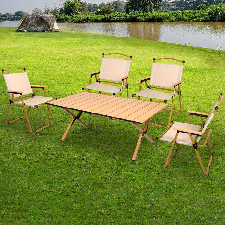 Folding Camping Table Chair Set Portable Picnic Outdoor Egg Roll BBQ Desk