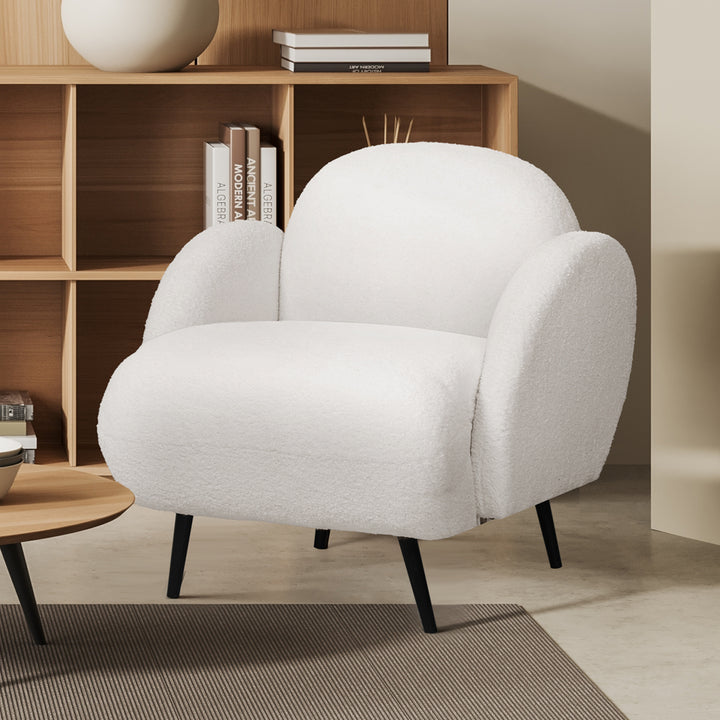 Levede Sofa Chair Fleece Upholstered Single White - Levede