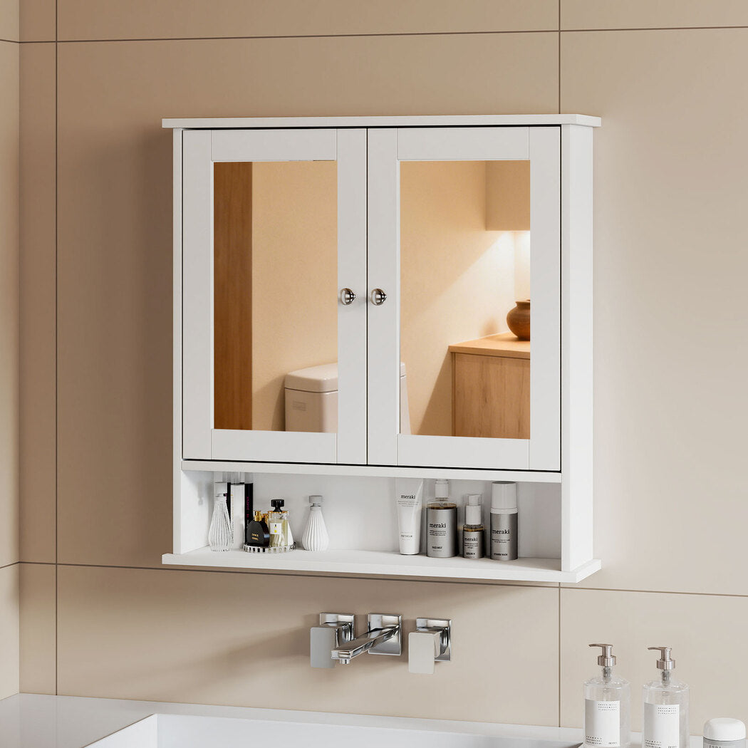 Bathroom Mirror Cabinet Storage Toilet Cupboard Wall Mounted Shelves