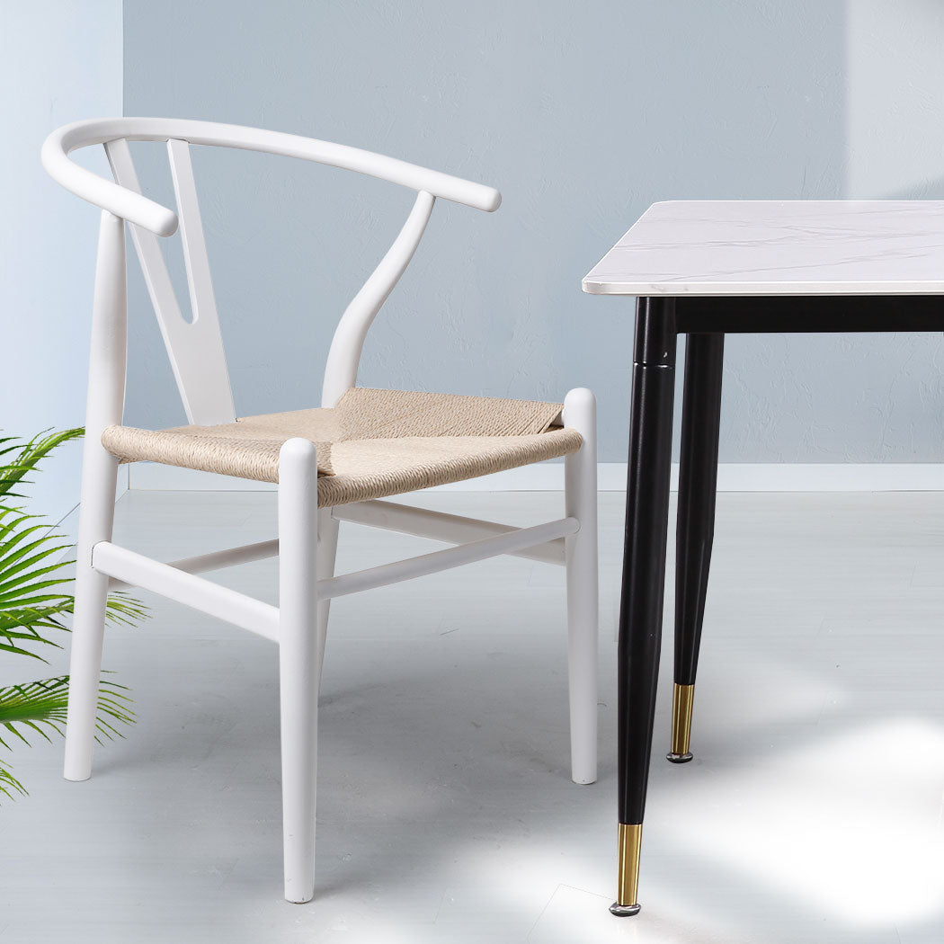 White Wishbone Chair x 2 - Levede