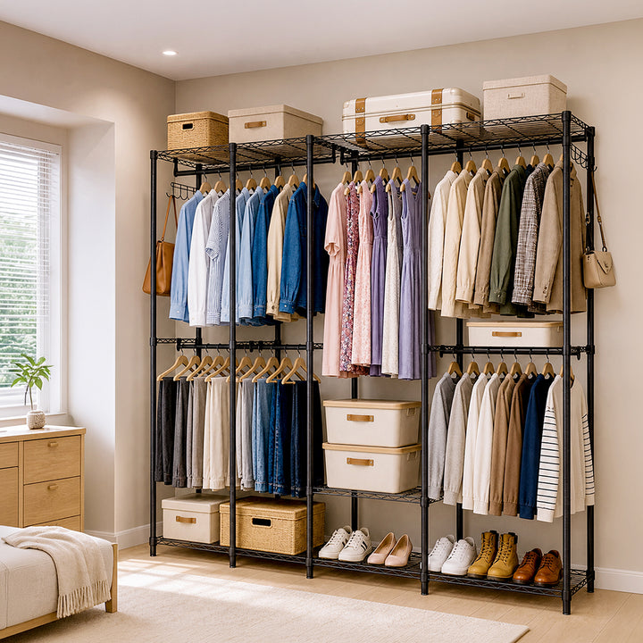 Heavy Duty Clothes Rack Organizer 500kg Carbon Steel Bedroom