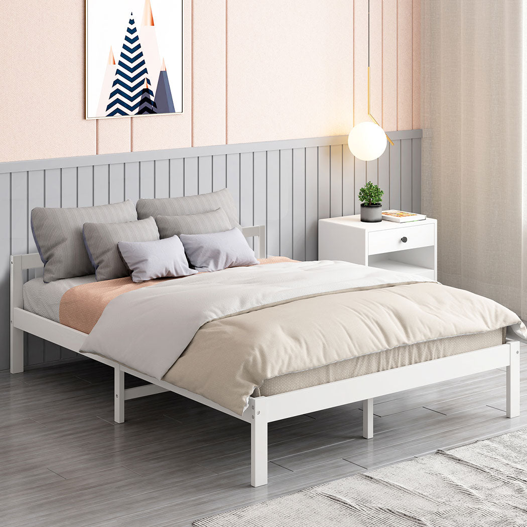 Levede Wooden Bed Frame - White - Levede