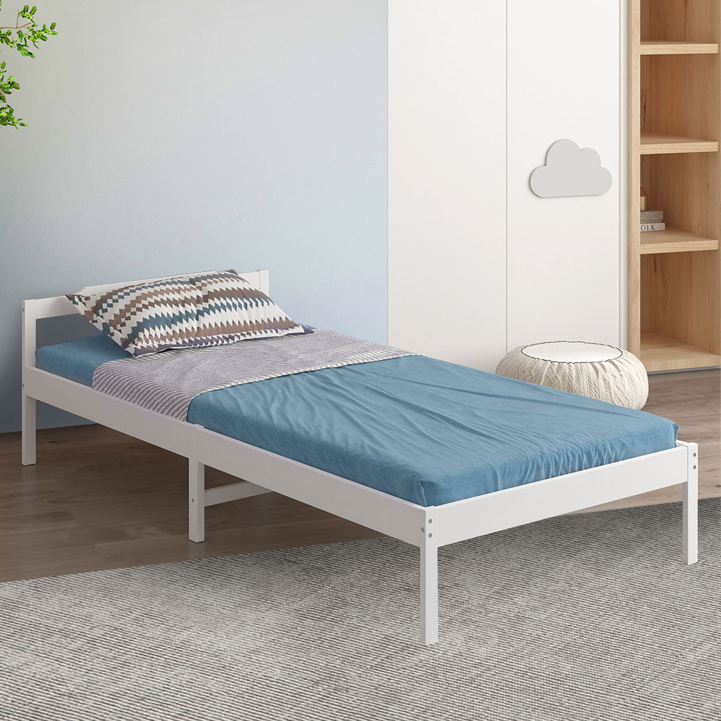 Levede Wooden Bed Frame - White - Levede