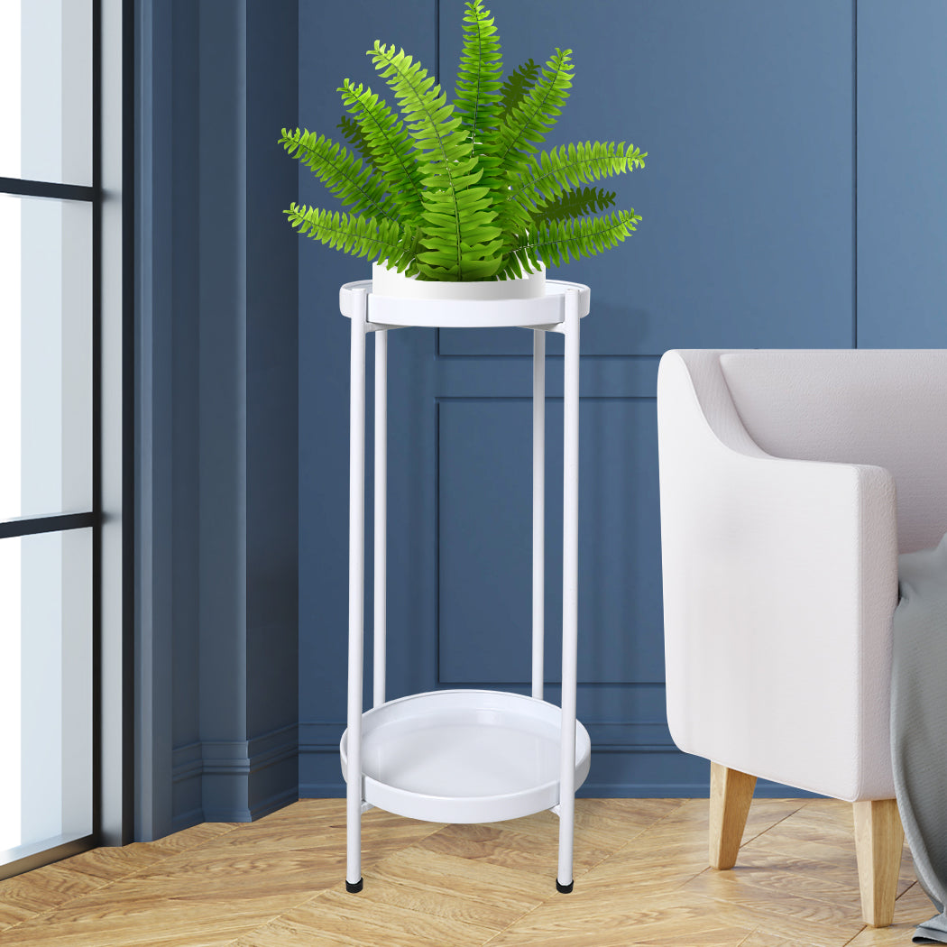 Levede 2 Tiers Plant Stand Outdoor Indoor White Large-1831592826371182598