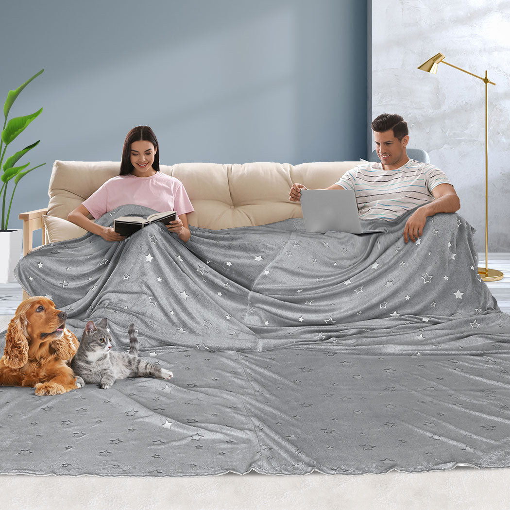 DreamZ 3x3M Large Oversized Blanket Grey Star.