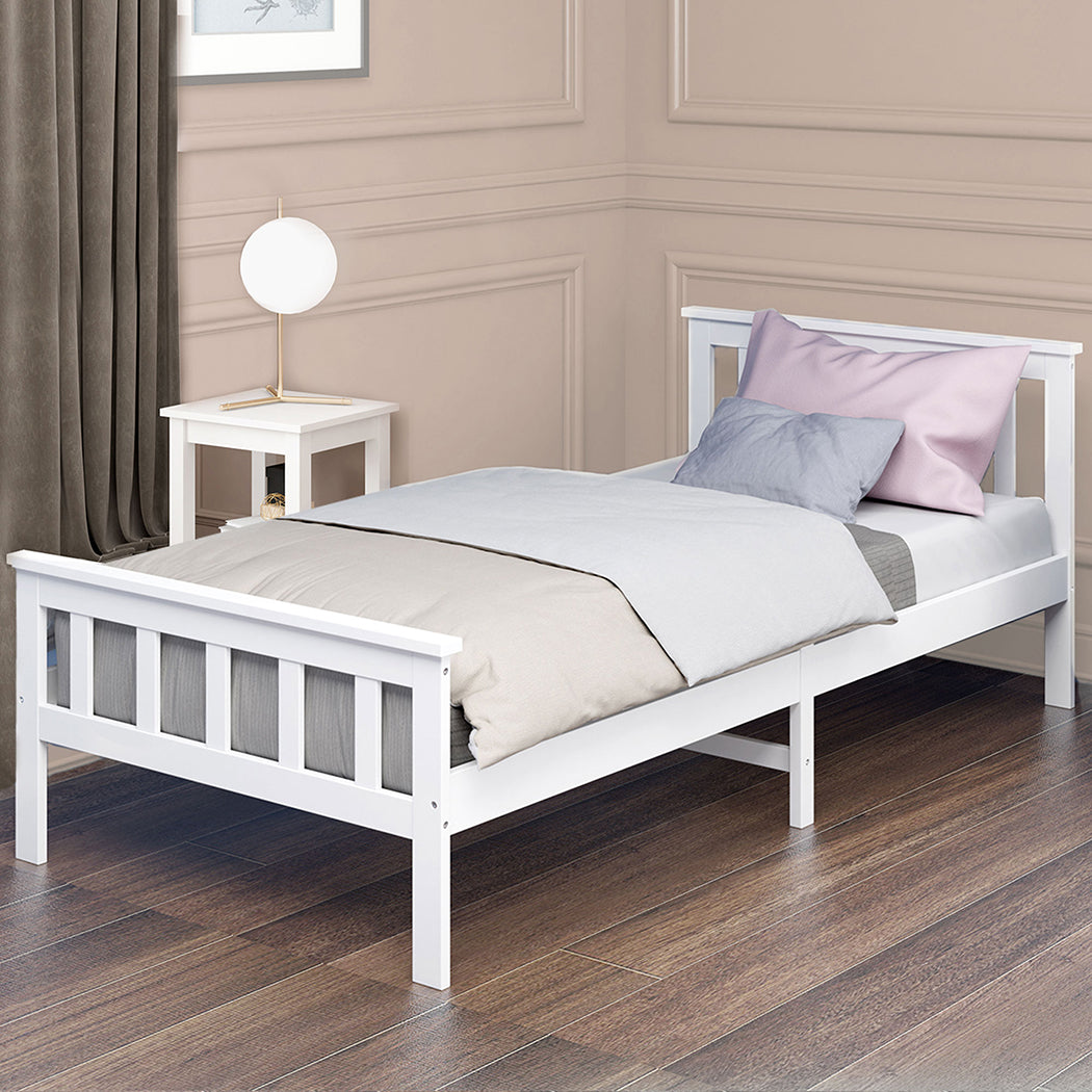 Levede White Wooden Bed Frame - Levede