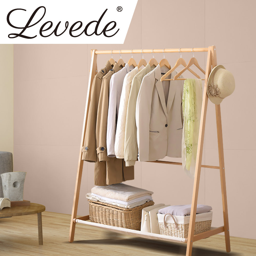 Levede Clothes Rack Wooden Wardrobe - Levede