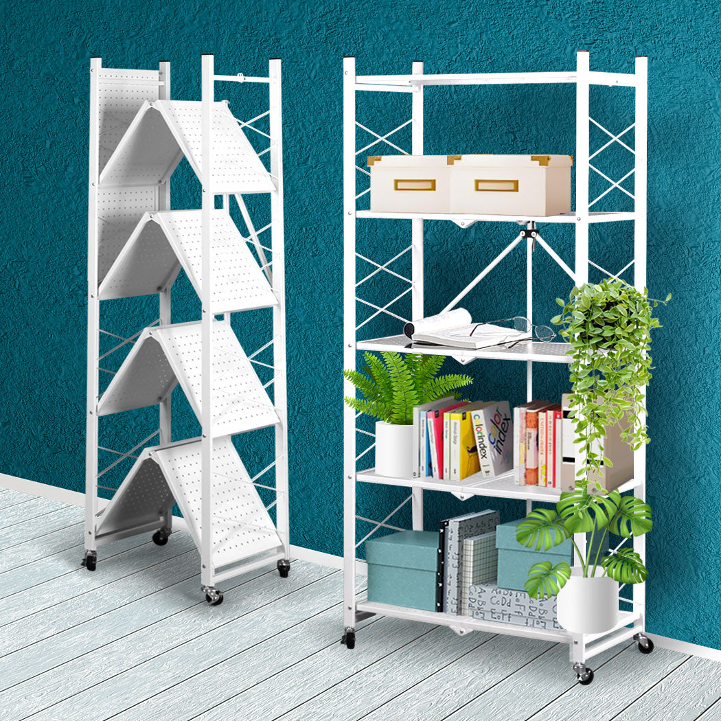 Levede Foldable Storage Shelf Display White 5 Tiers-1831592565028294662