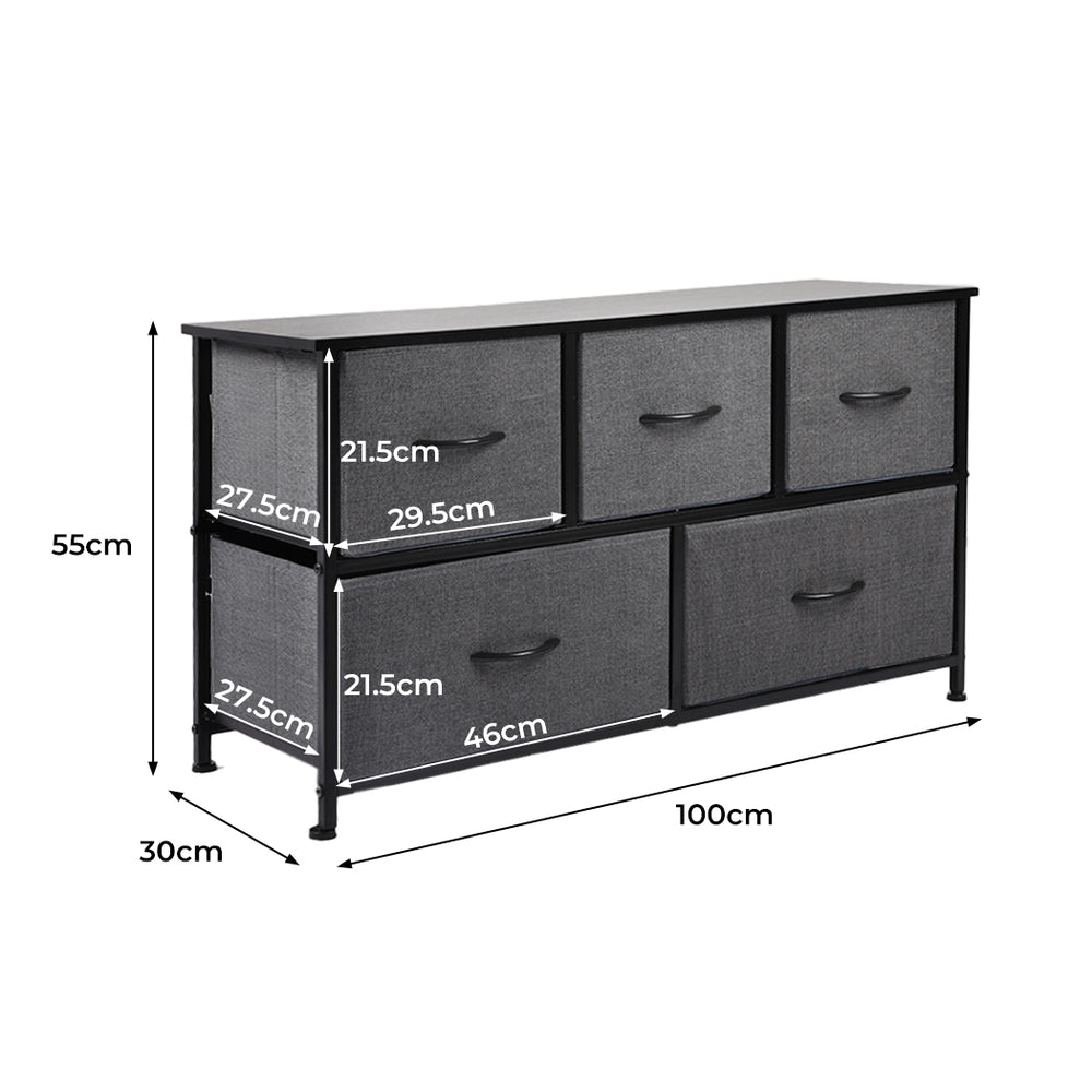 Lowboy Fabric 5-Drawer Chest of Drawers