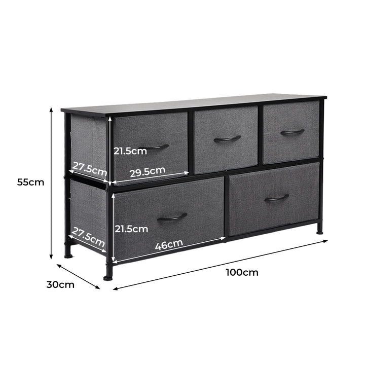 Lowboy Fabric 5-Drawer Chest of Drawers