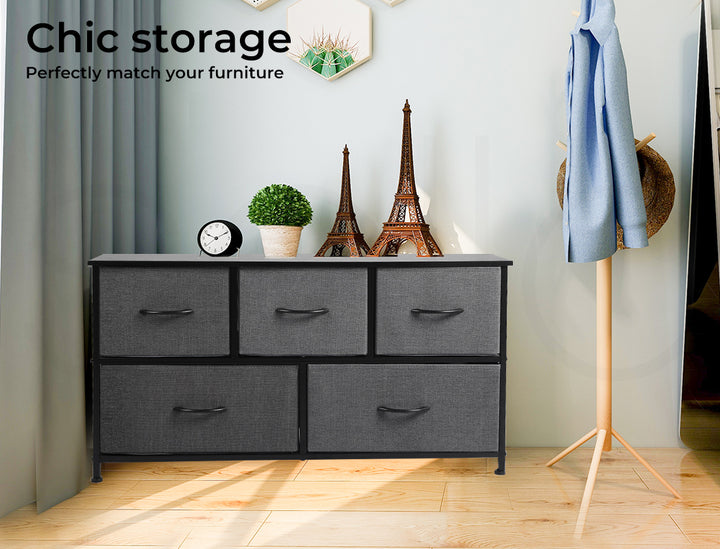 Lowboy Fabric 5-Drawer Chest of Drawers