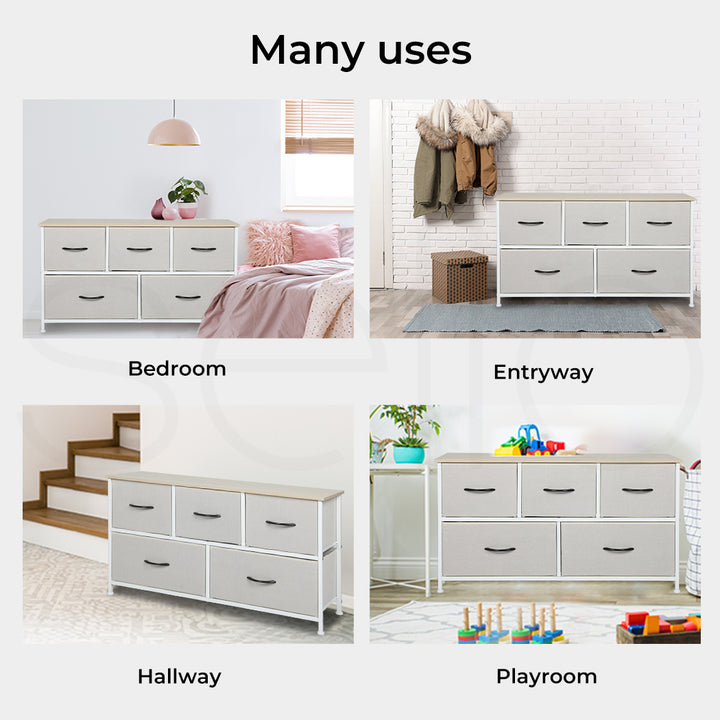 Lowboy Fabric 5-Drawer Chest of Drawers Use case 1