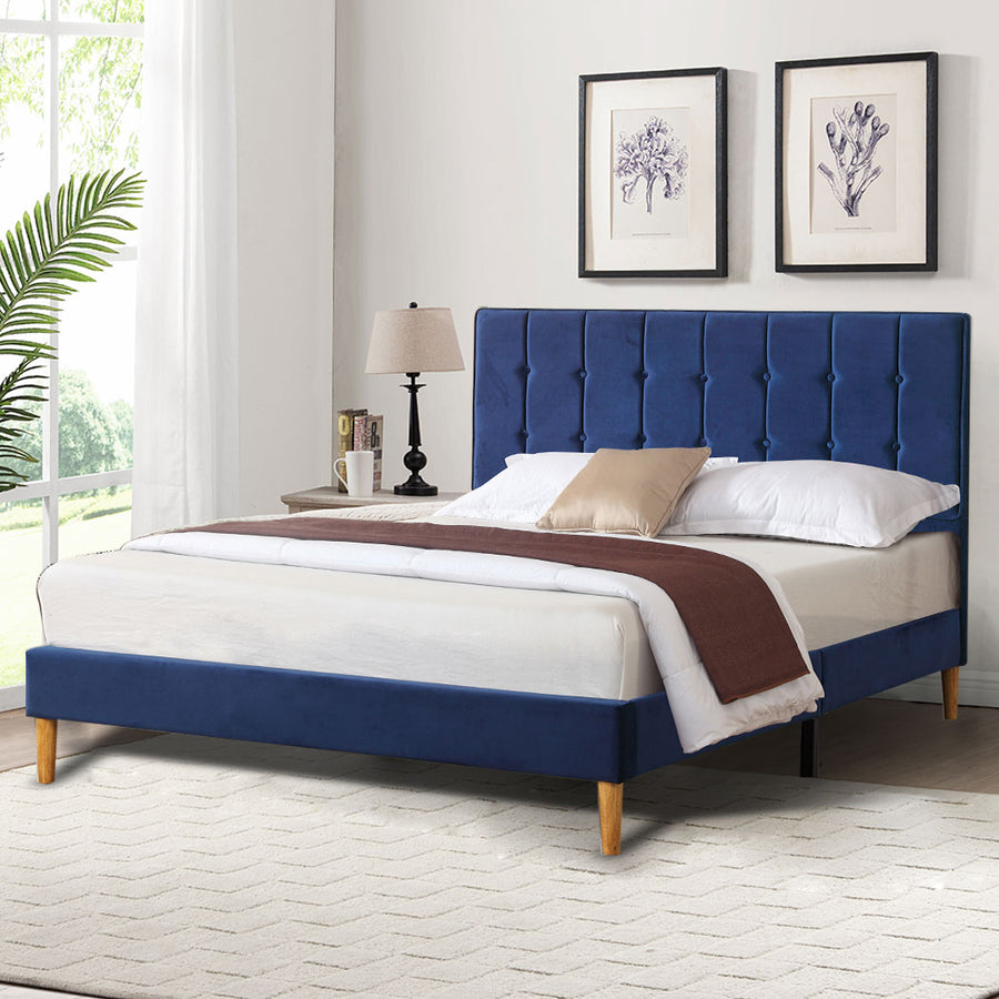 Mattress Base with Velvet Headboard