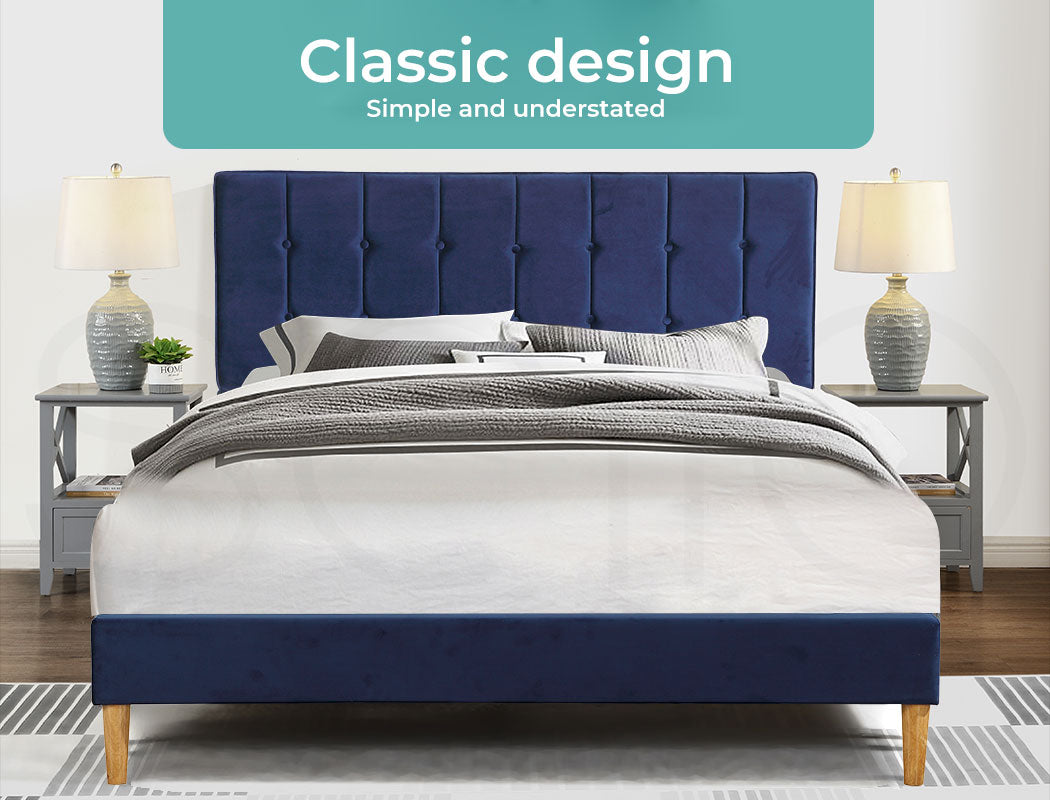 Mattress Base with Velvet Headboard
