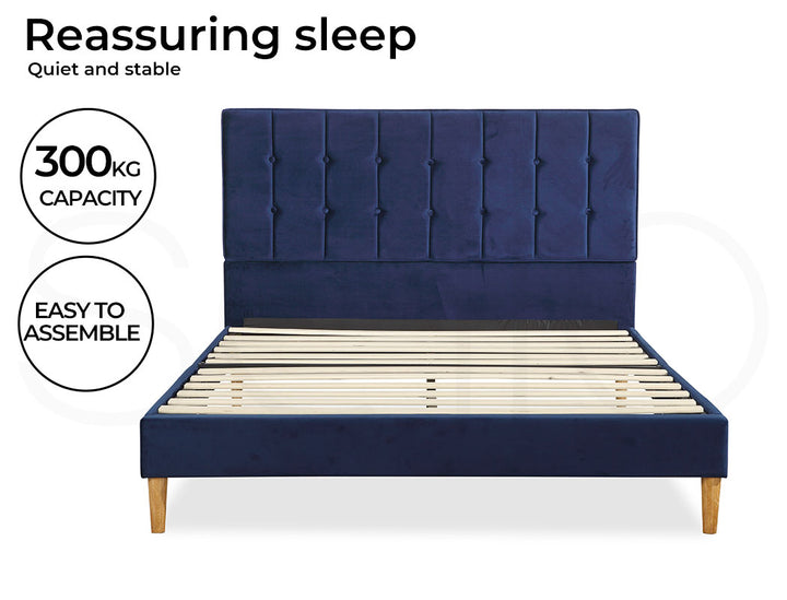 Mattress Base with Velvet Headboard 