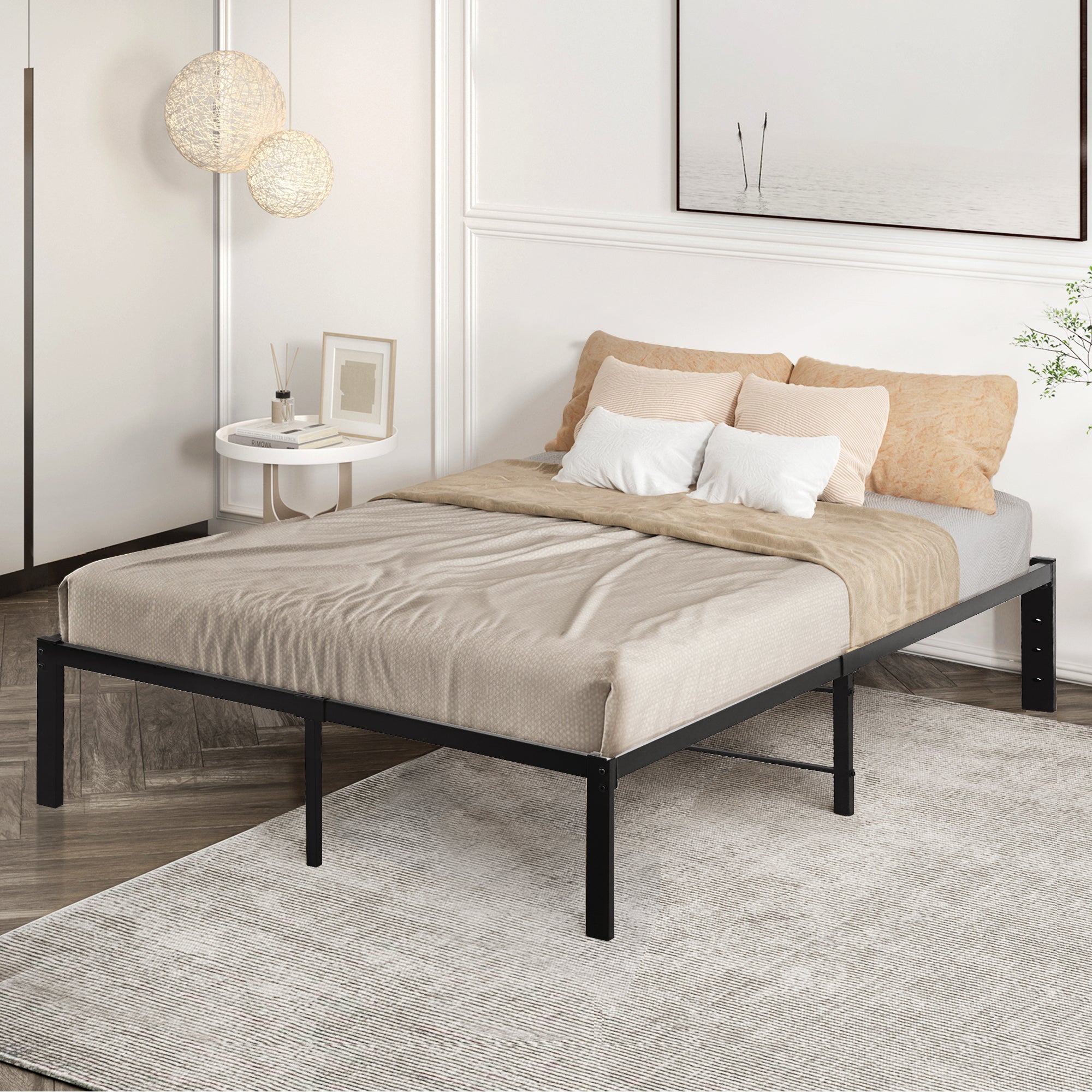 Double Metal Bed Frame 40cm Platform Base – Levede