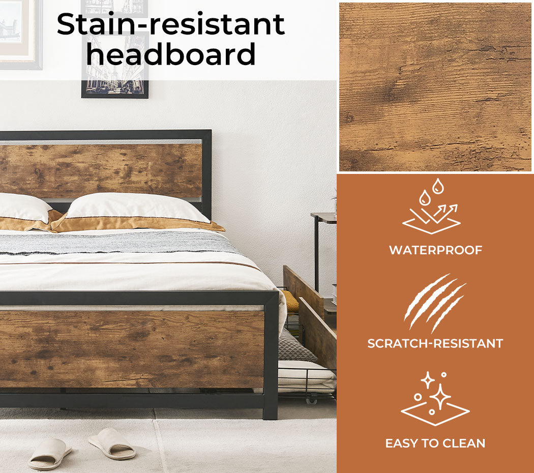 Metal Bed Frame Stain resistant Headboard 