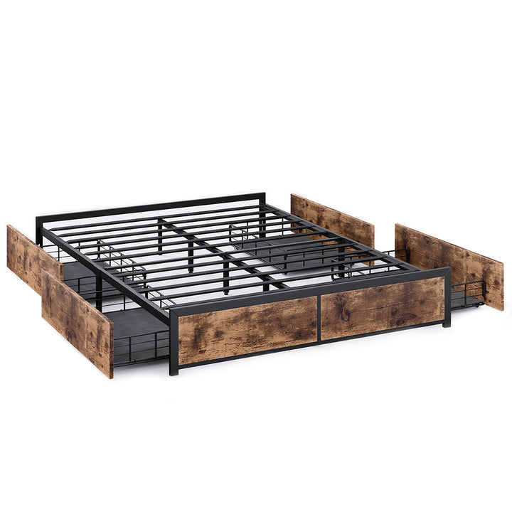 Metal Bed Frame with Storage Drawers