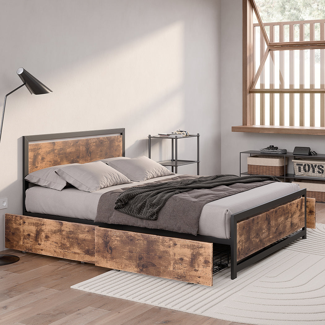 Levede Industrial Bed Frame in bedroom