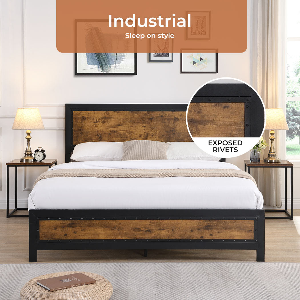 Metal Bed Frame with exposed rivets