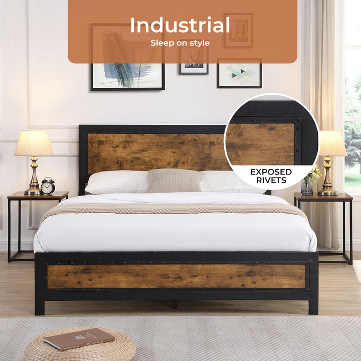 Metal Bed Frame with exposed rivets
