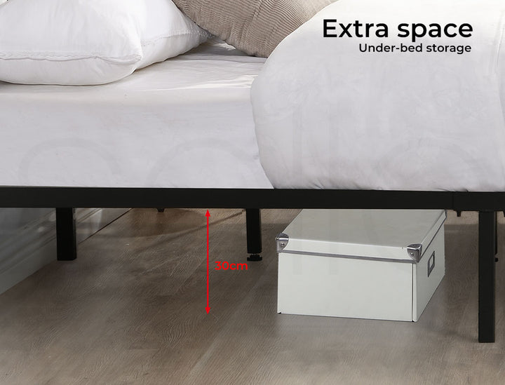 Metal Frame Bed has 30cm space under bed