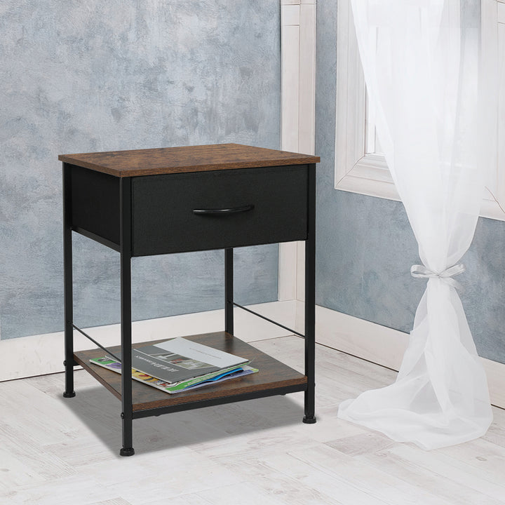 Metal Frame Bedside Table with Drawer