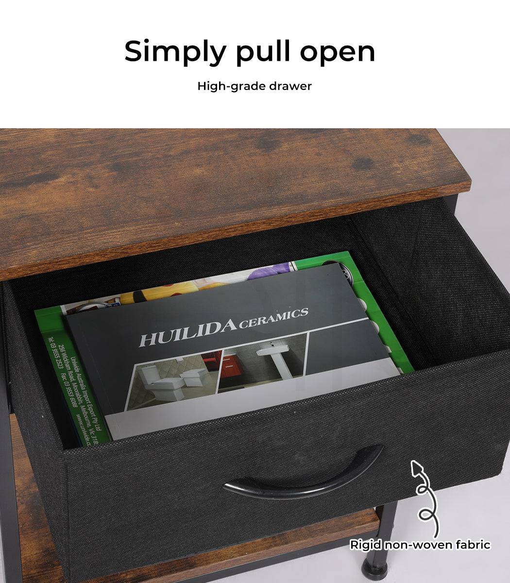 Metal Frame Bedside Table with open Drawer