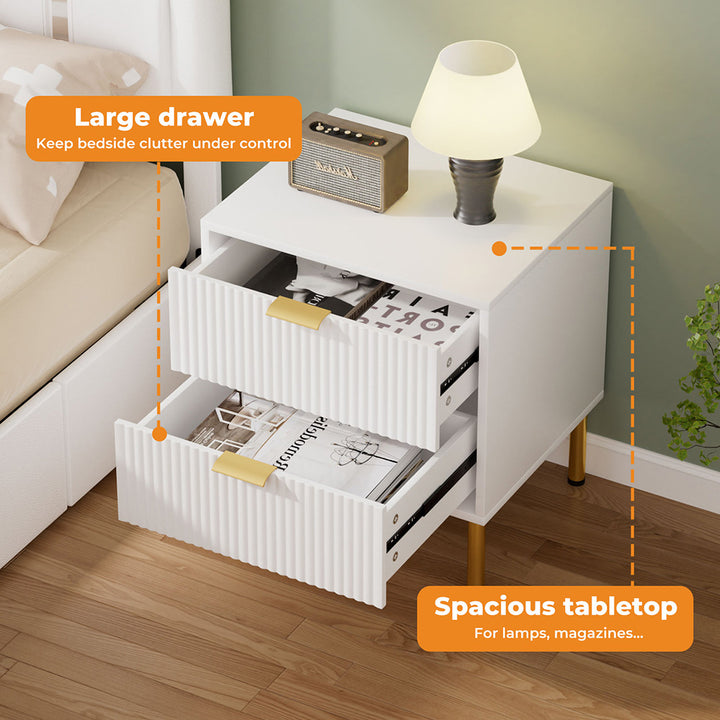 Modern 2-Drawer Bedside Table white