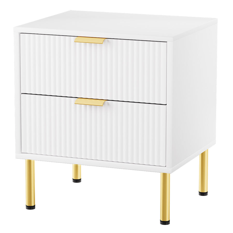 Modern 2-Drawer Bedside Table with Gold Legs