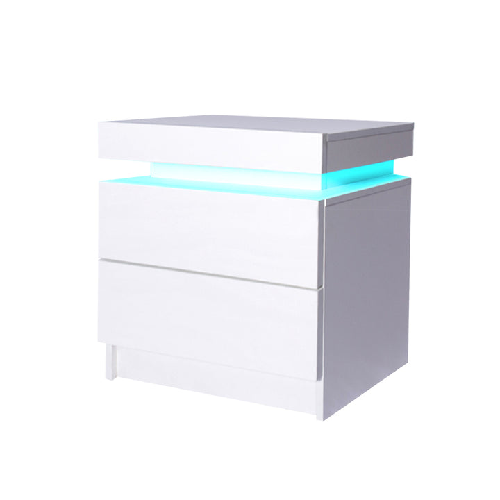 Bedside Tables with RGB LED and 2 Drawers Side Table 