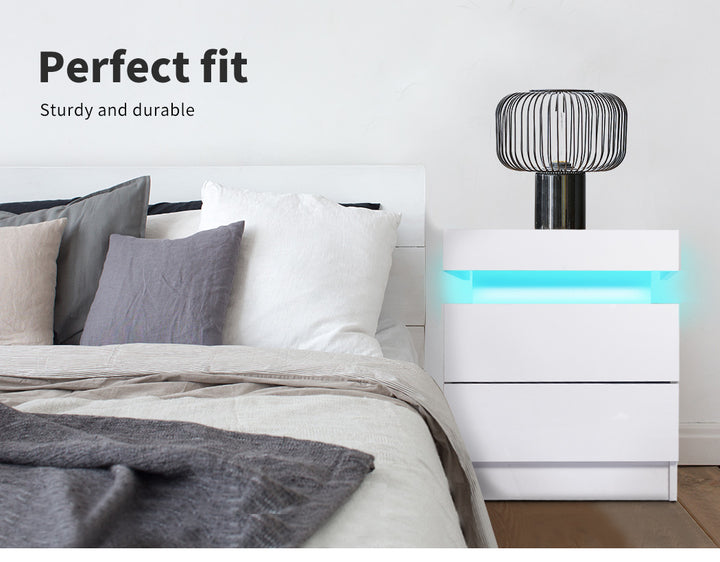 Modern Contemporary Bedside Tables next to bed