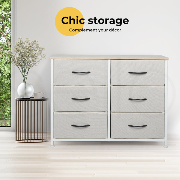 Modern Fabric 6-Drawer Chest of Drawer 