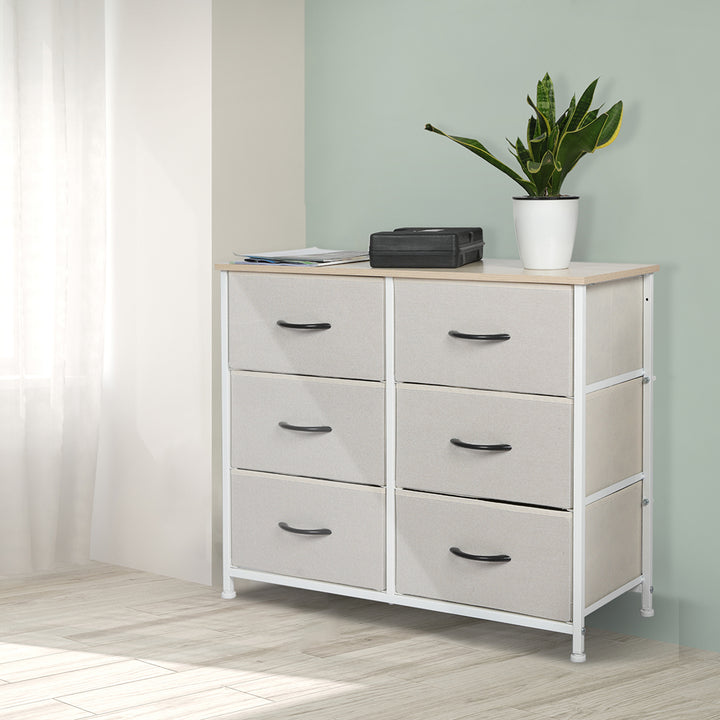 Modern Fabric 6-Drawer Chest of Drawer 