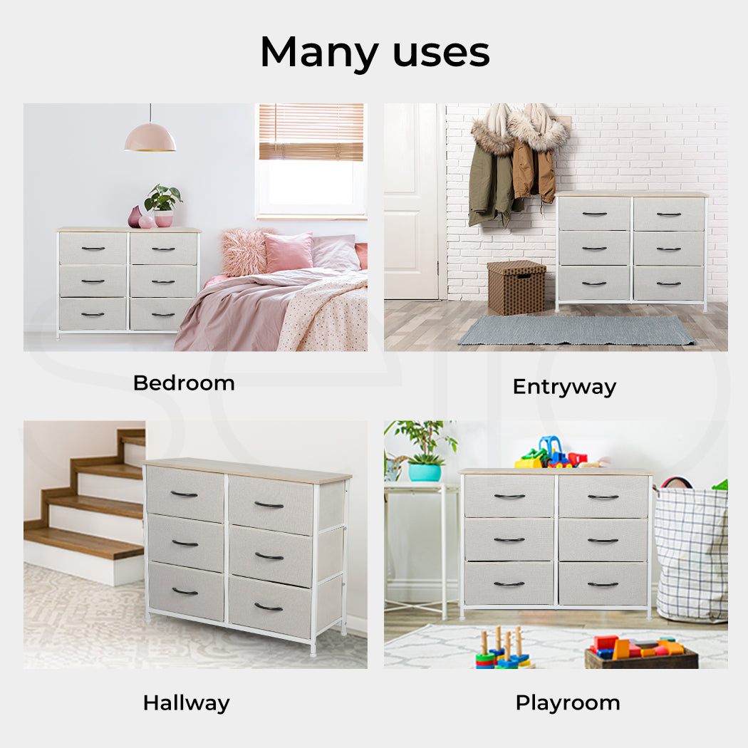 Modern Fabric 6-Drawer Chest of Drawer 